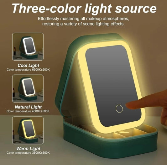 Cosmetic Organizer With LED Mirror