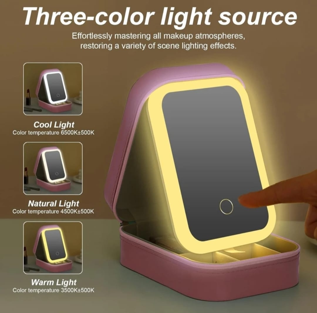 Cosmetic Organizer With LED Mirror