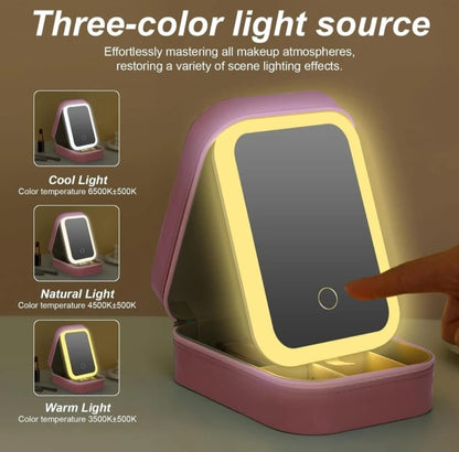 Cosmetic Organizer With LED Mirror