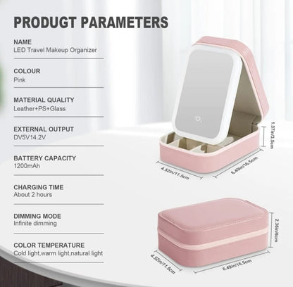 Cosmetic Organizer With LED Mirror