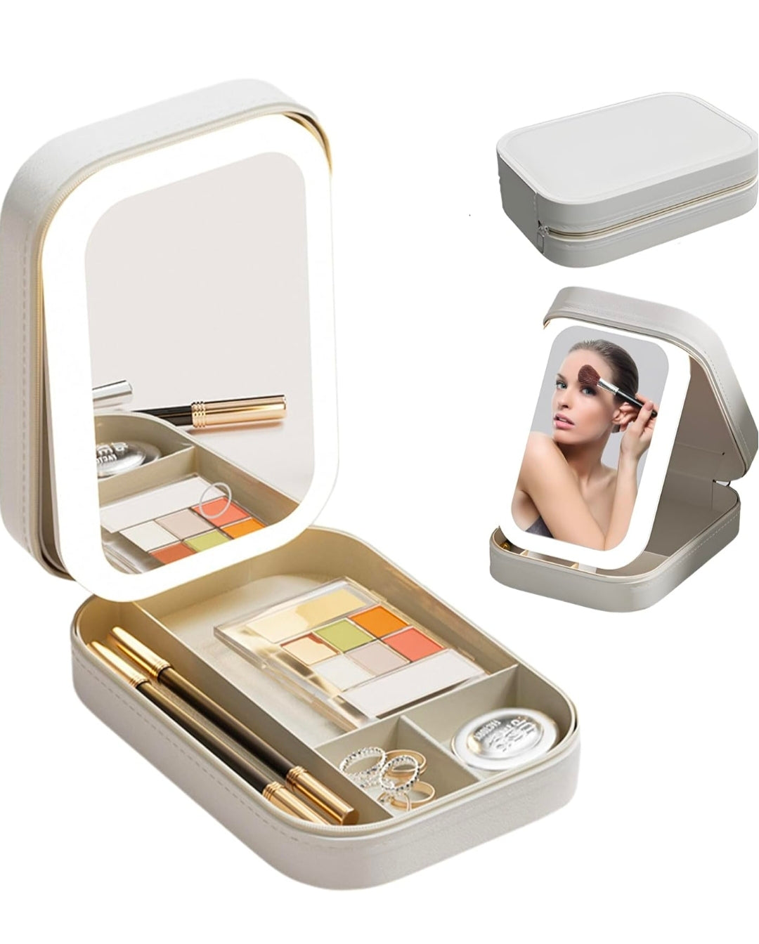 Cosmetic Organizer With LED Mirror